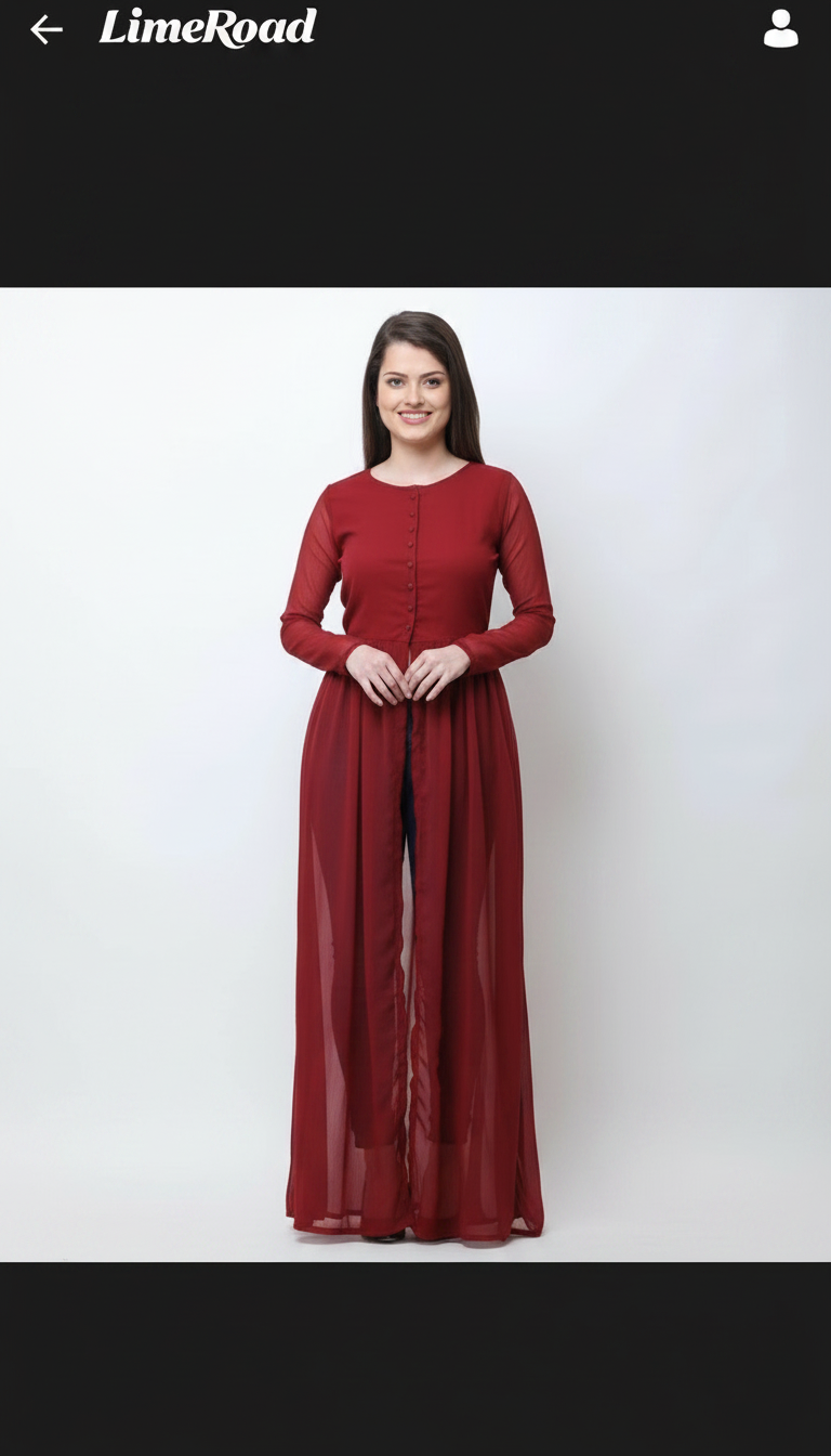 Women's Maroon Front Slit Longline Tunic