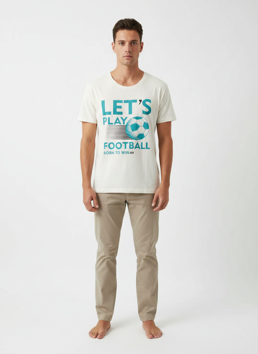 White 'Let's Play Football' Graphic T-Shirt