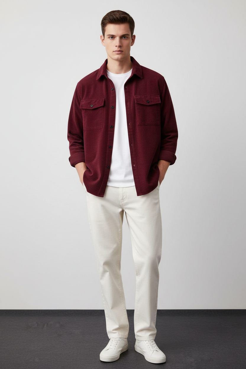 Men's Corduroy Shirt with Straight Leg Pants