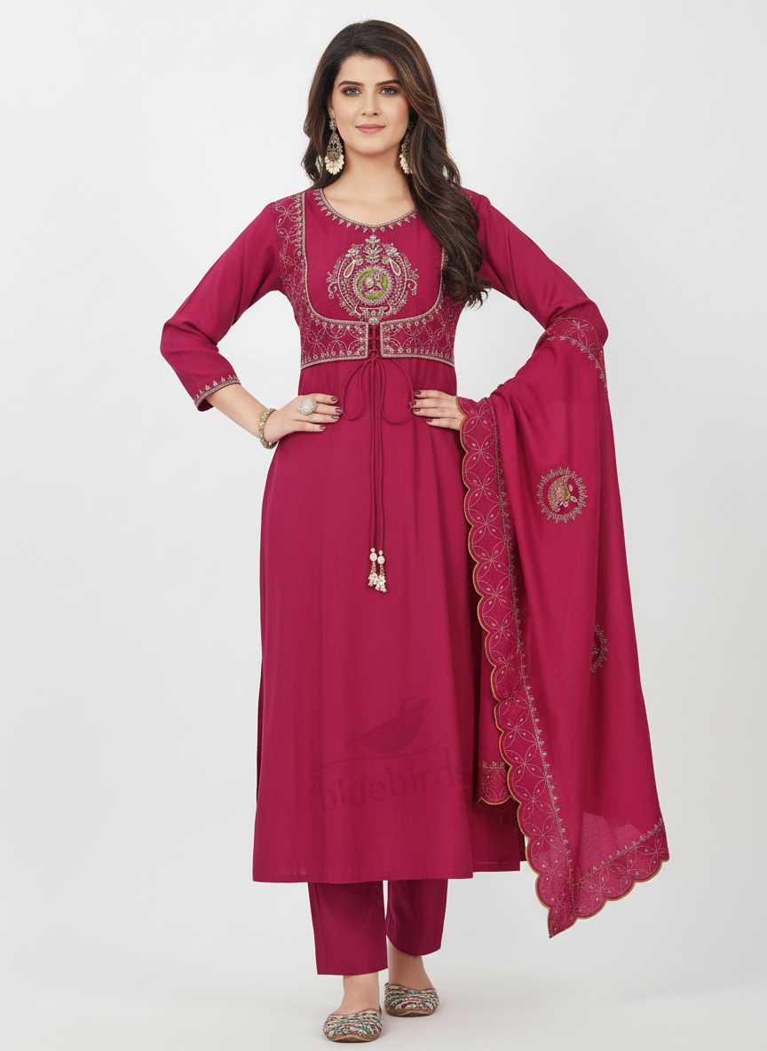 Women's Embroidered Anarkali Kurta Set with Dupatta
