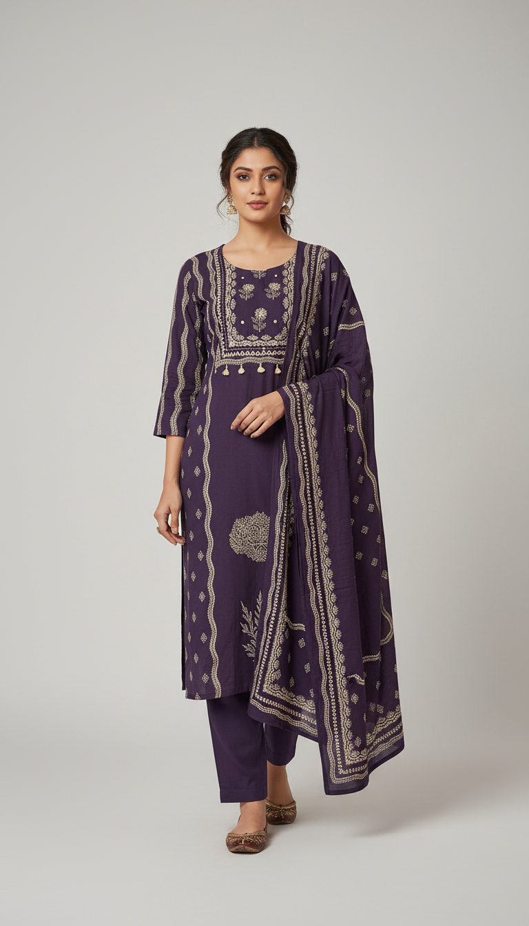 Cotton dress with dupatta