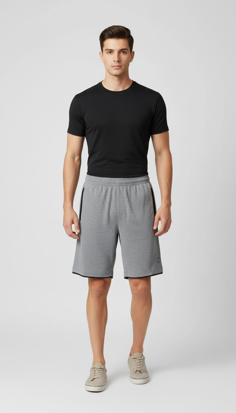 Men's Grey Athletic Shorts with Black Trim