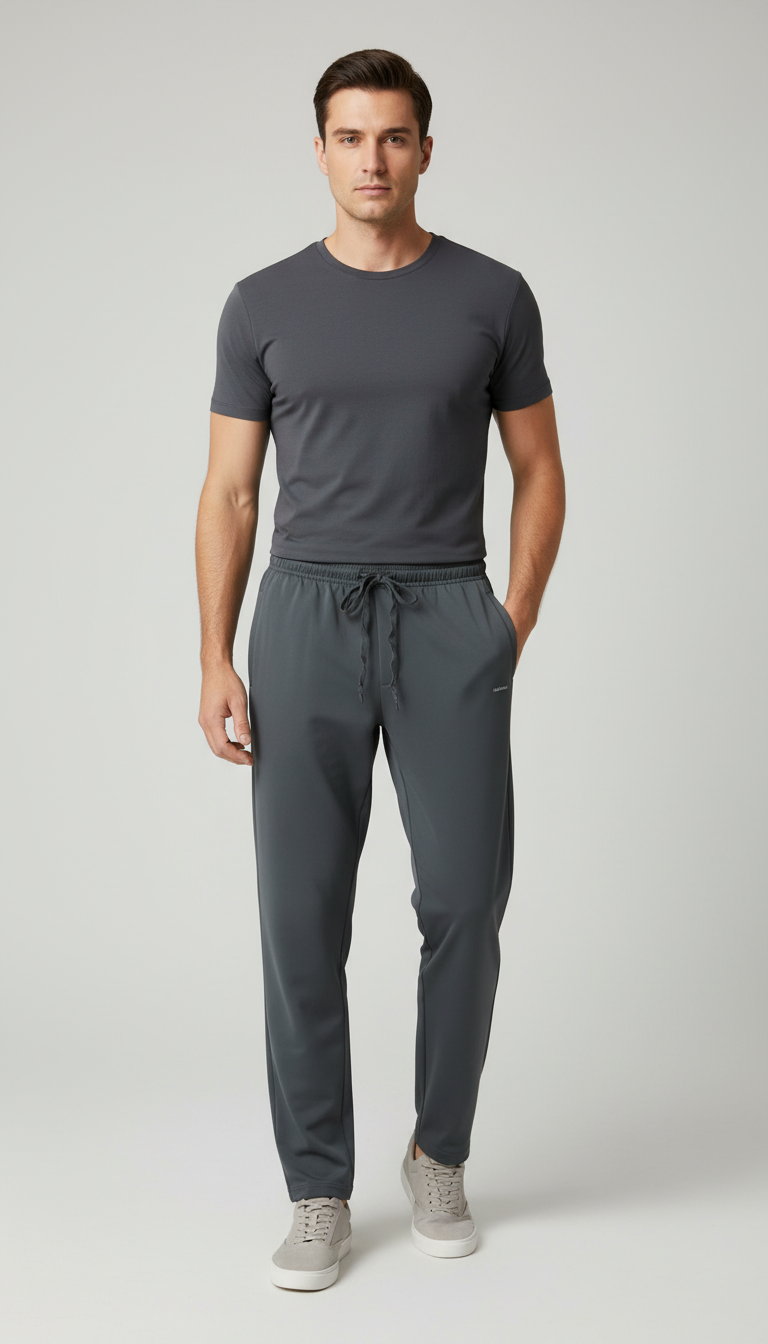 Unisex Grey Drawstring Athletic Track Pants