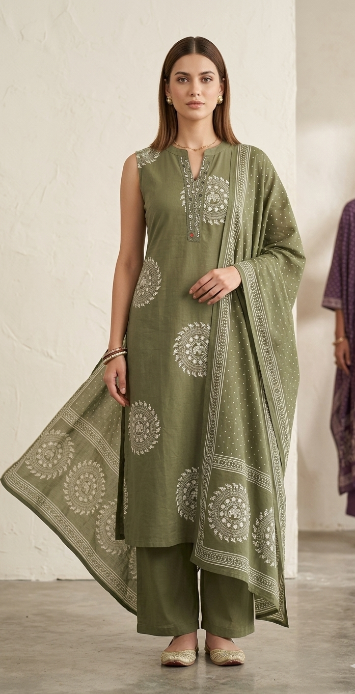 Cotton dress with dupatta