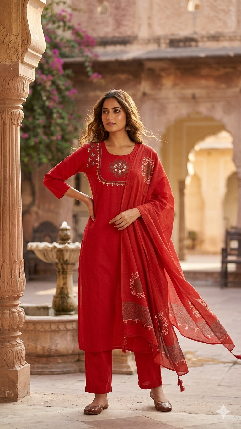 Cotton dress with dupatta