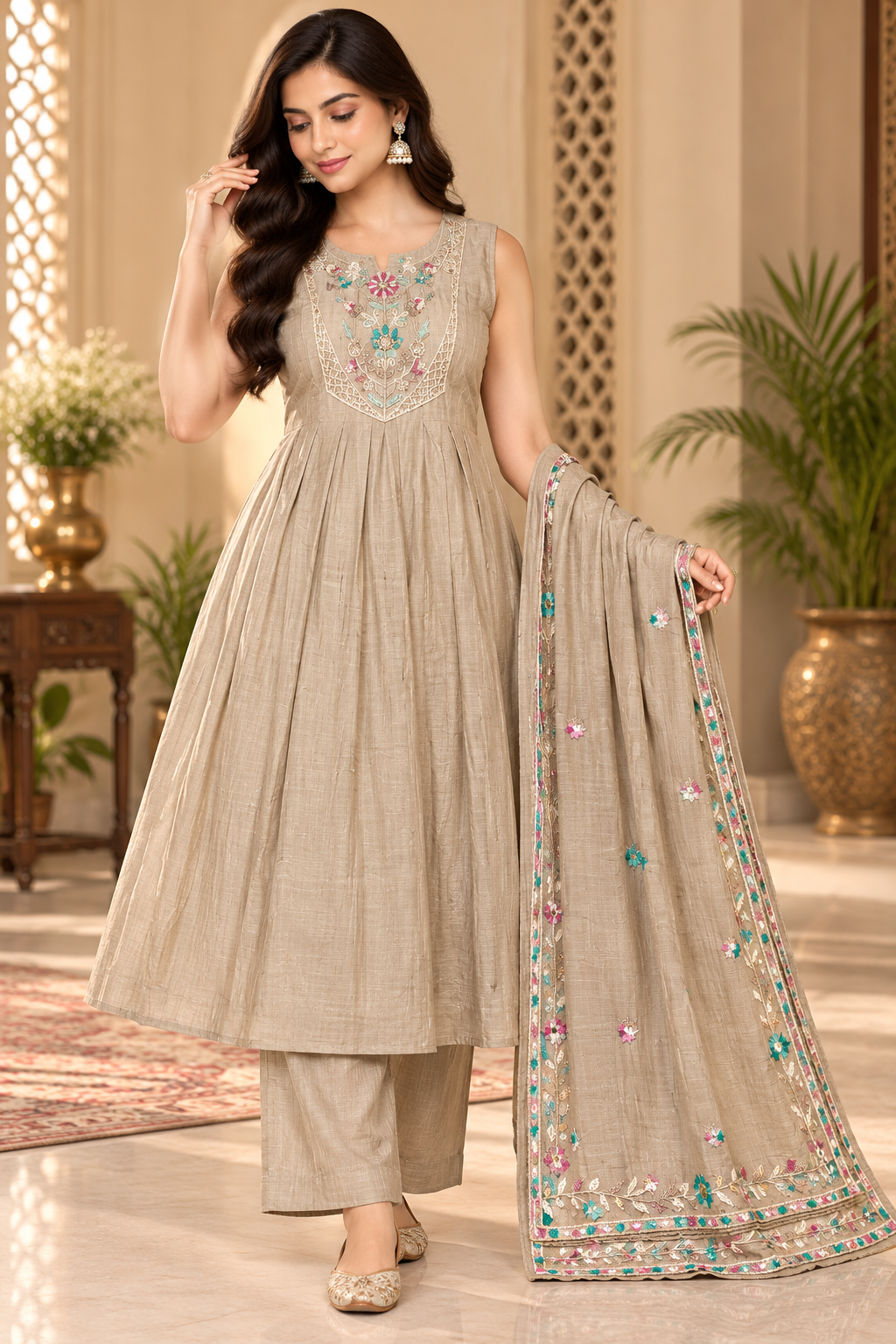 Women's Embroidered Anarkali Kurta Set