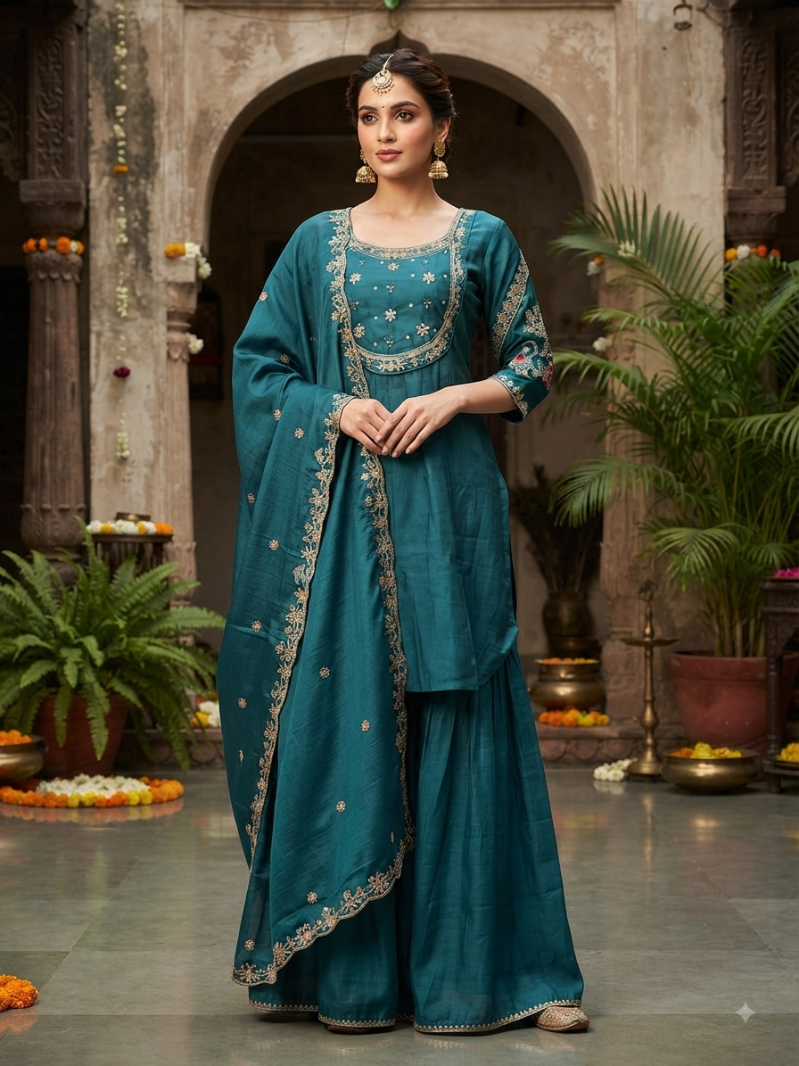 Kurti plazo with dupatta