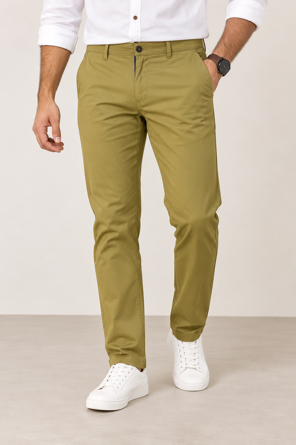 Men's Olive Green Casual Trousers
